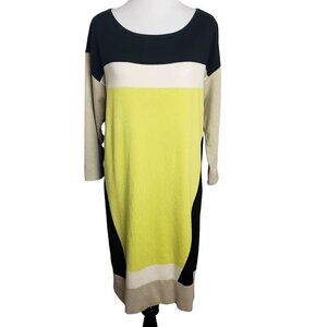Magaschoni Sweater Dress Colorblock Silk Blend Career Womens Small